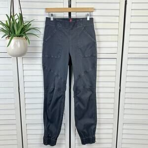Spanx Gray Stretch Twill Cargo Jogger Pull On Elastic Back Zip Ankle Pant Size L